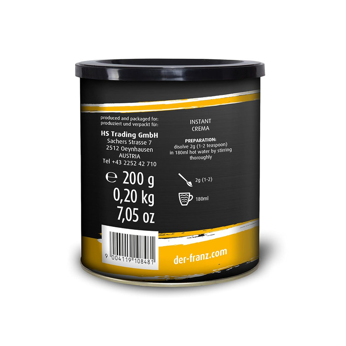 Растворимый кофе Crema, 100% арабика, 200 г Der-Franz