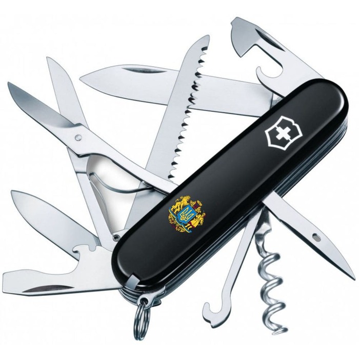 Ніж Victorinox Huntsman Ukraine 91мм/15функ/чорн /Великий Герб України