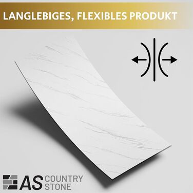 Стінові панелі AS Country Stone під мармур 60x120 см ПВХ-облицювання стіни з пластикових панелей для кухні, ванної кімнати тощо Панель кухонного фартуха (, Ice Berg Grey)