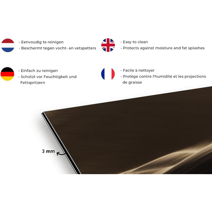 Панель для кухонного фартуха, бризкозахисна панель, декор для кухні, алюмінієва панель, бризкозахисна панель для плити, альтернатива скляній панелі, чорна - з малюнком - суцільна - чорна - темна - (пустеля, 100x65 см)