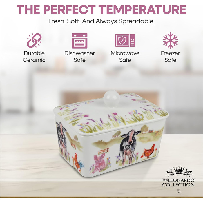 Маслянка з кришкою, китайська кераміка, з гарними акварельними мотивами, дизайн якої розроблено галереєю Дженніфер Роуз для Busy Bees (ферма).