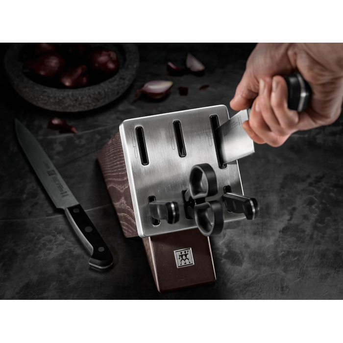 Набір з 5 ножів з ножицями та заточуючим блоком коричневий Gourmet Zwilling