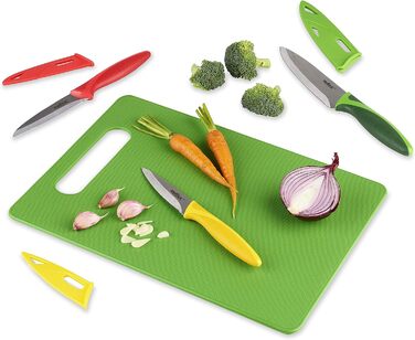 Набор ножей Zyliss E72404 3 шт., 9 см / 10 см / 14 см, зеленый/красный/фиолетовый, набор кухонных ножей Универсальный нож / нож для очистки овощей / нож для очистки овощей / нож для очистки овощей, гарантия 5 лет (набор из 3 ножей и цимбал)