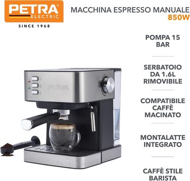Ручна еспресо-машина 1,6 л 850 Вт Petra
