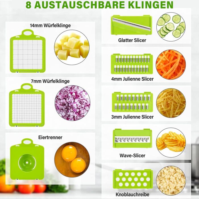 Універсальна овочерізка 16 в 1, сіро-зелений колір Etievort