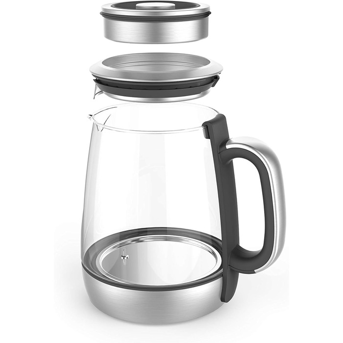 Чайник riviera&bar Cha Dao Expert з регульованою температурою, загартоване скло та нержавіюча сталь, тихий режим, оптимальне заварювання чаю, 1,5 л, 22 x 36,5 x 29,5 см