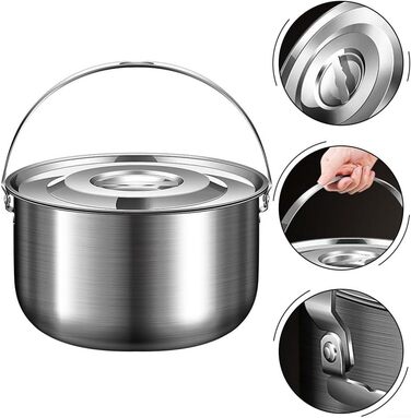 Кастрюля из нержавеющей стали с крышкой для кемпинга 6 л Sumsoctober