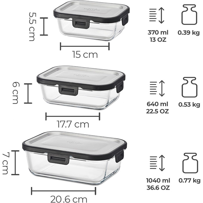 Набор контейнеров для хранения продуктов 3 шт. (370, 640, 1040 мл) Silberthal