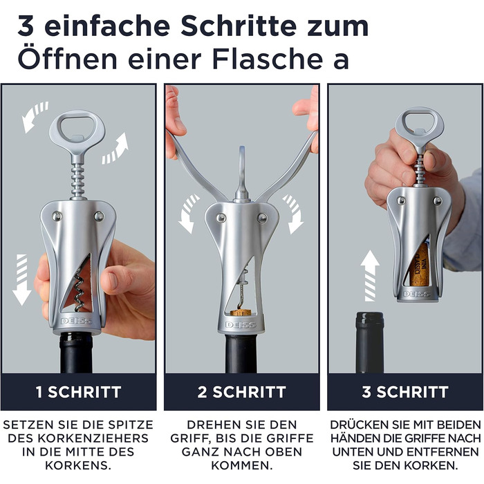 Професійний штопор-метелик срібний Deiss