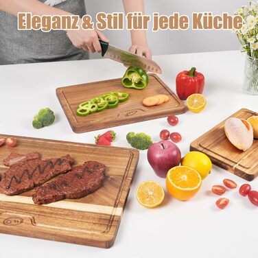 Набір з 3 обробних дощок з акацієвого дерева з підставкою Aututer