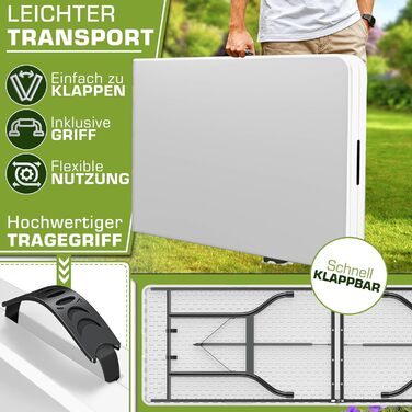 Складной садовый стол 180x75 см белый tillvex