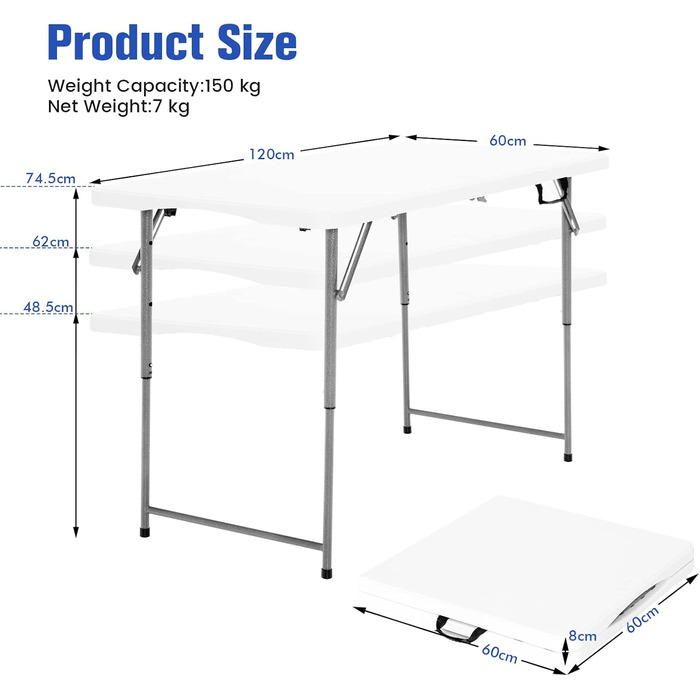 Складной кемпинговый стол 120 х 60 см KOMFOTTEU