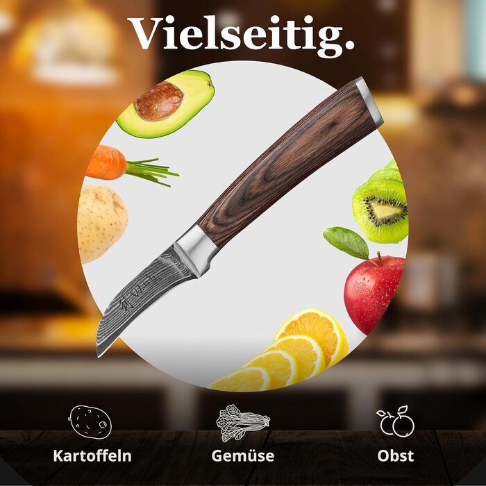 Нож для овощей и фруктов из дамасской стали Wakoli