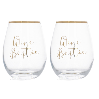 Набір склянок для вина CreativeTops Wine Bestie Wedding Belles, 590мл, 2 шт.