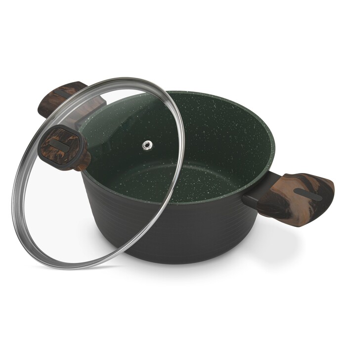 Кастрюля Fissman 20x10 см/2,6 л CUISINE со стеклянной крышкой алюминий с антипригарным покрытием (14592)