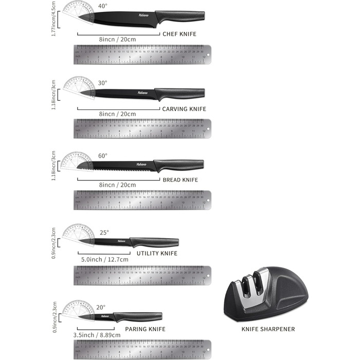 Набор кухонных ножей с точилкой Yabano