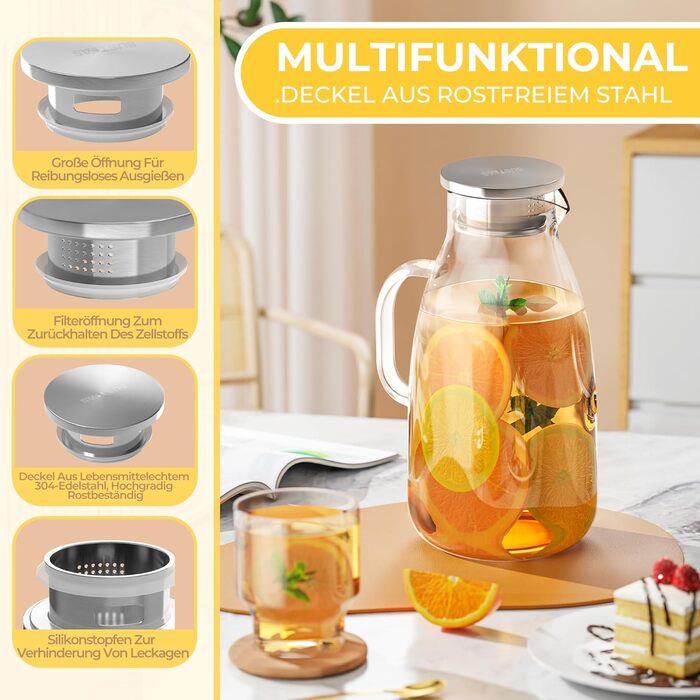 Кувшин с крышкой и щеткой для горячих/холодных напитков 3 л SUSTEAS