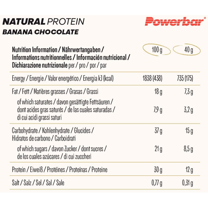 Протеїнові батончики Natural Protein, 24 x 40 г Банан-шоколад Powerbar