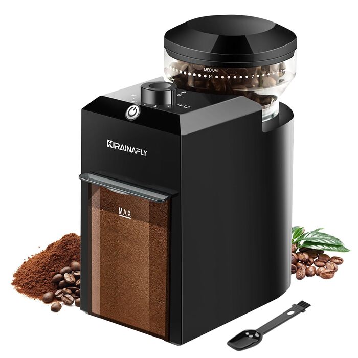 Електрична кавомолка з регульованим помелом 200 Вт чорна KIRAINAFLY