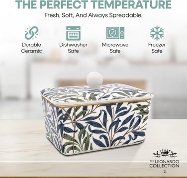 Маслянка з кришкою, китайська кераміка, з гарними акварельними мотивами, дизайн якої розроблено галереєю Дженніфер Роуз для Busy Bees (гілка верби).