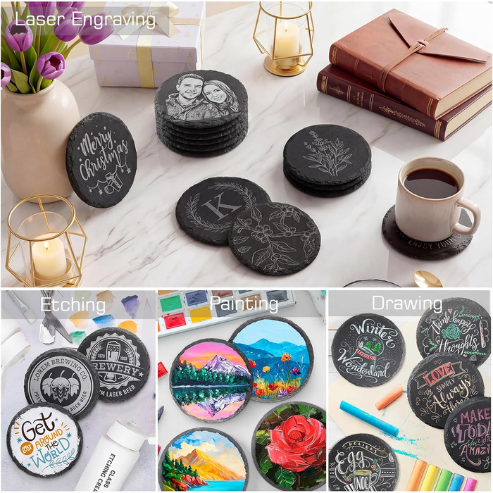 Набір із 12 круглих підставок із натурального сланцю WEWINK PLUS