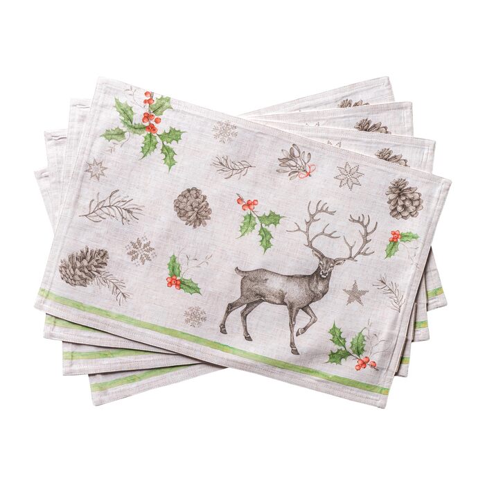 Бавовняні килимки для серветок, набір з 4 шт. , декоративні килимки для серветок, пасхальні килимки, що миються, для свят, вечерь, весни, літа (33 см x 48 см) (27 - Різдвяна роса), 39Hermine 100