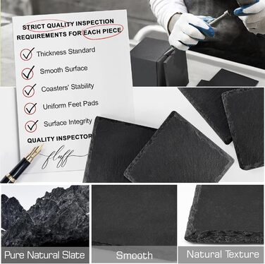 Набір підставок для напоїв із натурального чорного сланцю 12 шт WEWINK PLUS