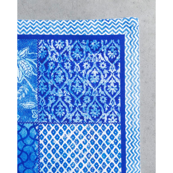 Бавовняні килимки для серветок, набір з 4 шт. , декоративні килимки для серветок, пасхальні килимки, що миються, для свят, вечерь, весни, літа (33 см x 48 см) (021 - Indigo Love), 39Hermine 100