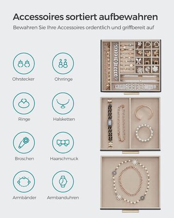 Шкатулка органайзер для ювелирных изделий 3-уровневая черный SONGMICS