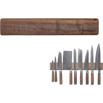 Магнітна стрічка з вишуканого дерева волоського горіха для стильної організації ножів 40 x 7 x 3,5 см (50 см)