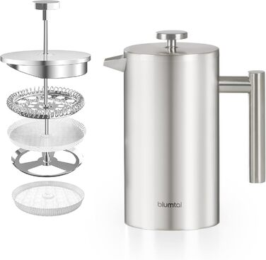 Френч-пресс на 3 чашки, 600 мл, нержавеющая сталь Blumtal