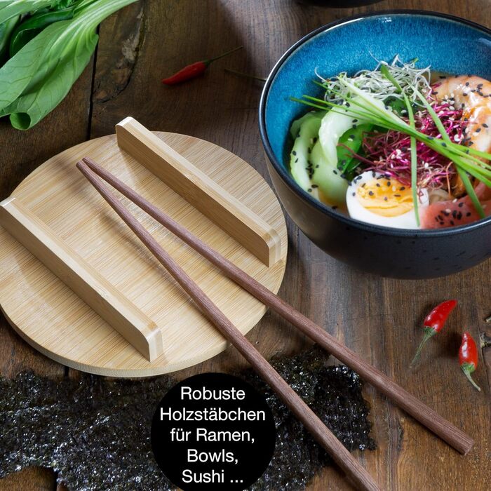 Включая крышку и ложкуBlack Ramen Bowl Set на 4 персоны - для супа, фо и суши боул ( миска), 4 шт., Set Ramen Blue Reactive