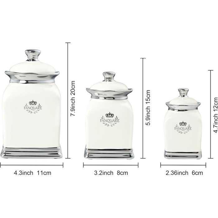 Порцелянова банка для печива Fanquare, Ø 19 см, банка для зберігання з вінтажним квітковим візерунком та кришкою, банка для печива та солодощів (біла)