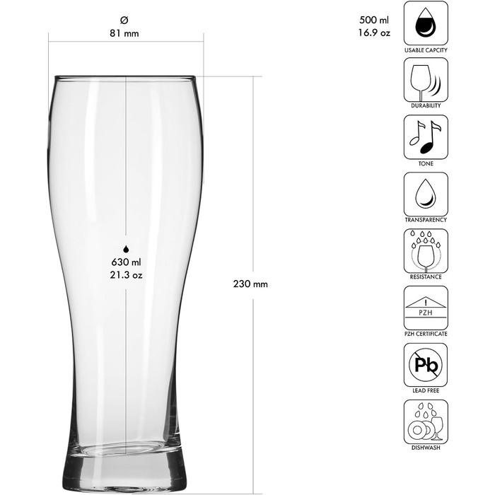 Набор пивных бокалов 6 шт 500 мл Krosno