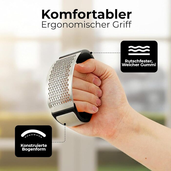 Кухонный пресс для чеснока с мягкой черной ручкой Zulay Kitchen