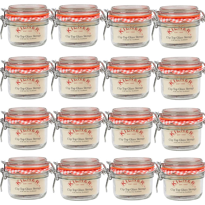 12 стеклянных баночек 125 мл с зажимом Kilner