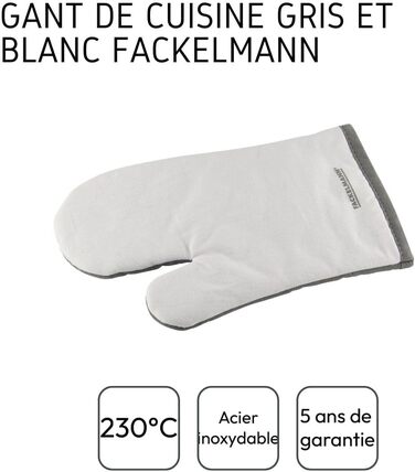 Рукавиця для духовки, бавовна, біло-сіра Fackelmann