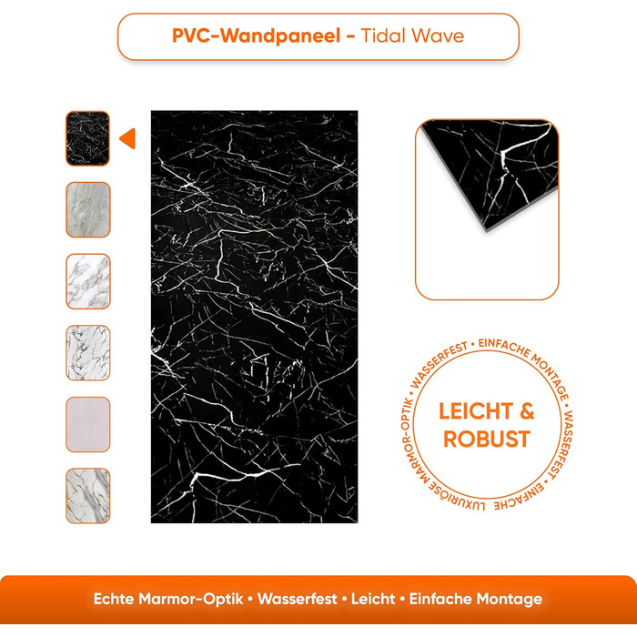 Стінові панелі IZODEKOR під мармур 60x120 см Панель для кухонного фартуха ПВХ-облицювання стін для кухні, ванної кімнати Бризкозахисний екран для кухні Водонепроникний та термостійкий ( панель, Tidal Wave)