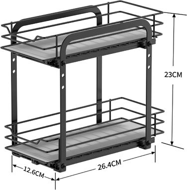Выдвижная стойка для специй MAYZOLOP, шкаф-органайзер для кухни, 2 полки для хранения специй, верхняя и нижняя корзины выдвигаются независимо друг от друга, регулируется по высоте для большинства кухонных шкафов (двухслойные/12.6cm Ш x 26,4 см Г x 23 см В