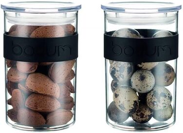 Набір із 2 банок 0,6 л з кришками, прозорий пластик Presso Bodum