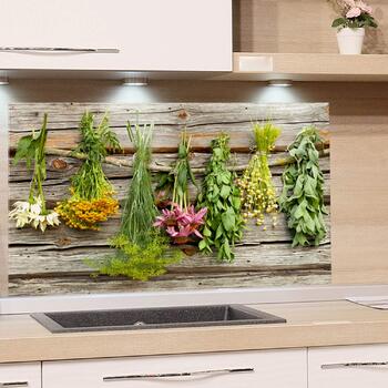 Стеклянный фартук кухонный с травами и цветами 60 х 60 см GRAZDesign