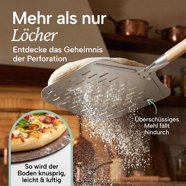 Лопатка для піци 30,5 x 30,5 см перфорована з дерев'яною ручкою 24,5 см Blumtal
