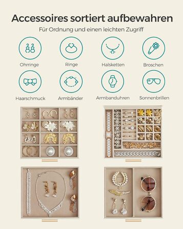 Органайзер для ювелирных изделий 4-уровневый облачно-белый SONGMICS