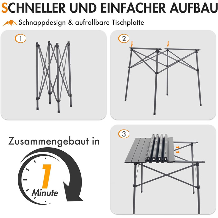 Складной кемпинговый стол темно-серый Portal