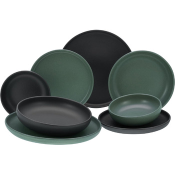 Набор посуды Uno из 16 предметов, набор из керамогранита Combi (черный зеленый, сервиз стола 8 предметов), 22978