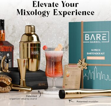 Професійний набір для приготування коктейлів із 14 предметів Bare Barrel