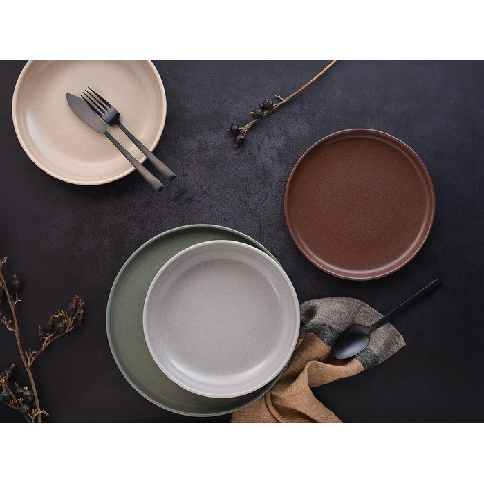 Набір посуду серії Uno з 16 предметів, комбінований набір керамограніту (натуральний, посуд з 12 предметів), 22978