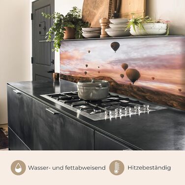 Кухонний фартух 60x80 см Самоклеючий захисний екран для кухні Кухонний фартух Кухонні фасади Кухонні фартухи Кухонна стіна Вода - Пейзаж - (Пейзаж - Повітряна куля, 60 x 200 см)