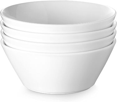 Набір салатників DOWAN, 950 мл / 32 унції Миски для супу, Круп'яна миска Велика, Великий діаметр Миски для супу, Порцеляновий набір мисок, Рамен Боул, білий, Упаковка з 4 шт. (1730 мл)