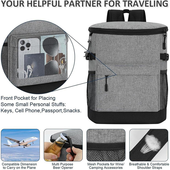 Терморюкзак 17 л сірий Dtaigou